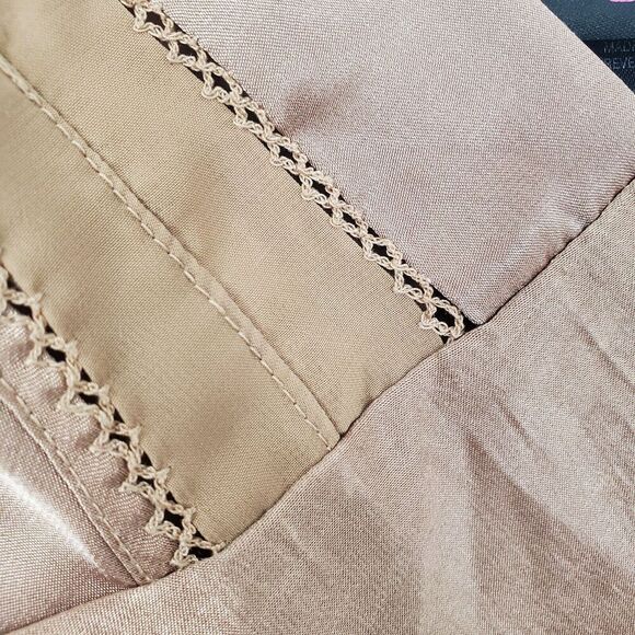 Secret Treasures Y2K Babydoll Tank Top Satin Slip Brown Eyelet Cutouts Womens L - Picture 5 of 9